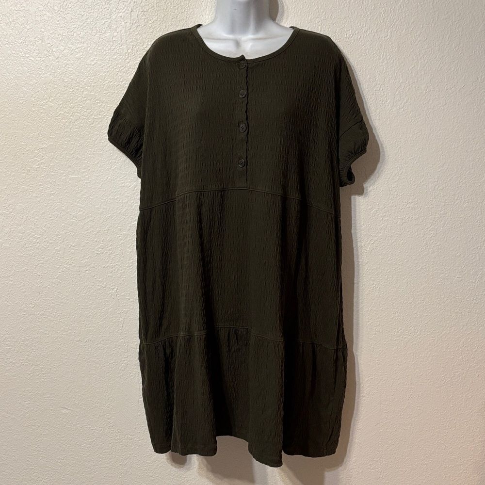 Madewell Resourced Crinkle Knit Tiered Mini Dress Small